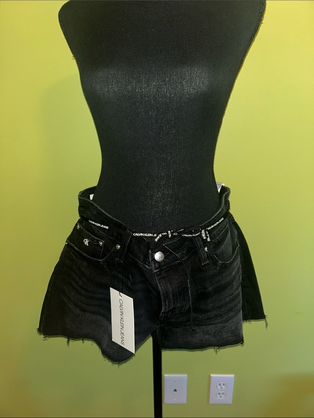Calvin Klein Black Washed Denim Shorts 31